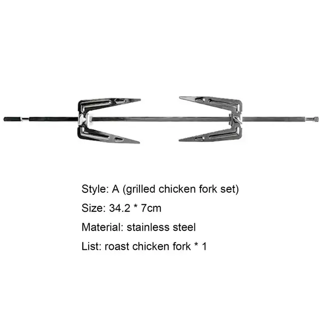 Rozsdamentes Acél Grill Villák Pulyka Csirke Pörkölt Nyárs Rotisserie Villa Ág A Konyhai Sütő Kiegészítőkhöz - Image 4