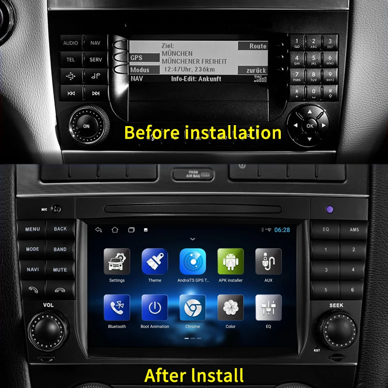 2Din ȵ̵  Ŀ GPS ̼ ī÷ ڵ  ÷̾, ޸  C Ŭ W203 RadiosTereo,  