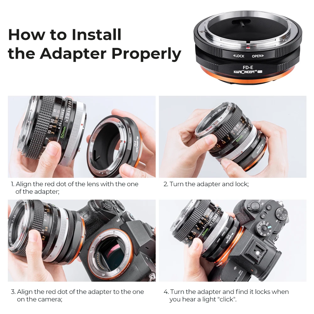 Concept fd para Nex e Mount Lens Adapter Canon fd fl Câmera Nex Mount para Sony e Pro k & f - Image 2