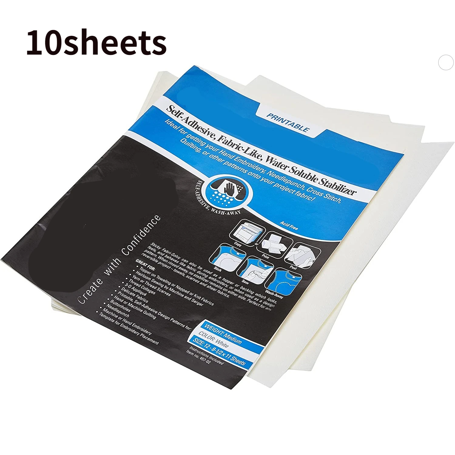 10Sheets Transfers Paper/ Water Soluble Embroidery Stabilizer