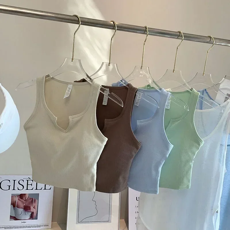 Lemon Ribbed High Quality Sport Padded Vest Push-up Gym Elastic Crop Top Women  Athletic Active Yoga Bra Fitness Running Workout