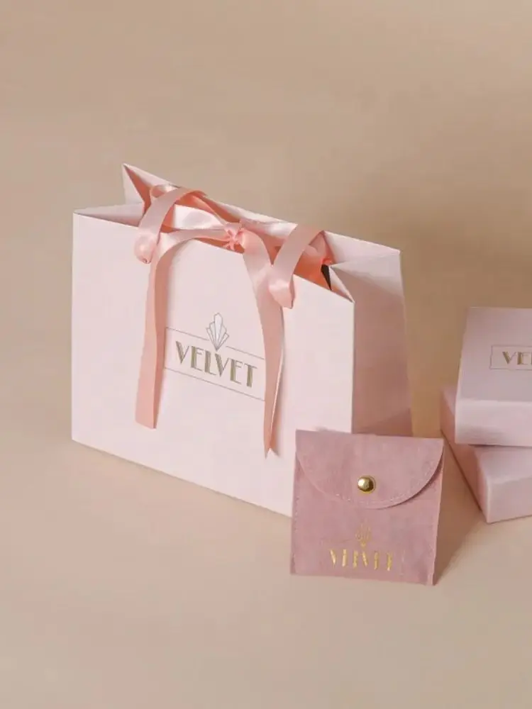 500pcs/Customizable Fashion Jewelry Packaging Bags with Handle, Exquisite Logo Design C... - SKU FJPB2125 - UGI Packaging