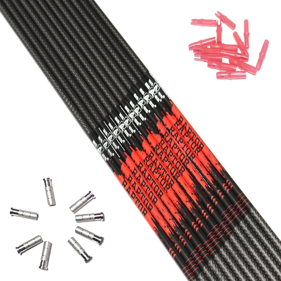 12pcs Archery Carbon Arrow Shafts Spine340 3K Weave For
