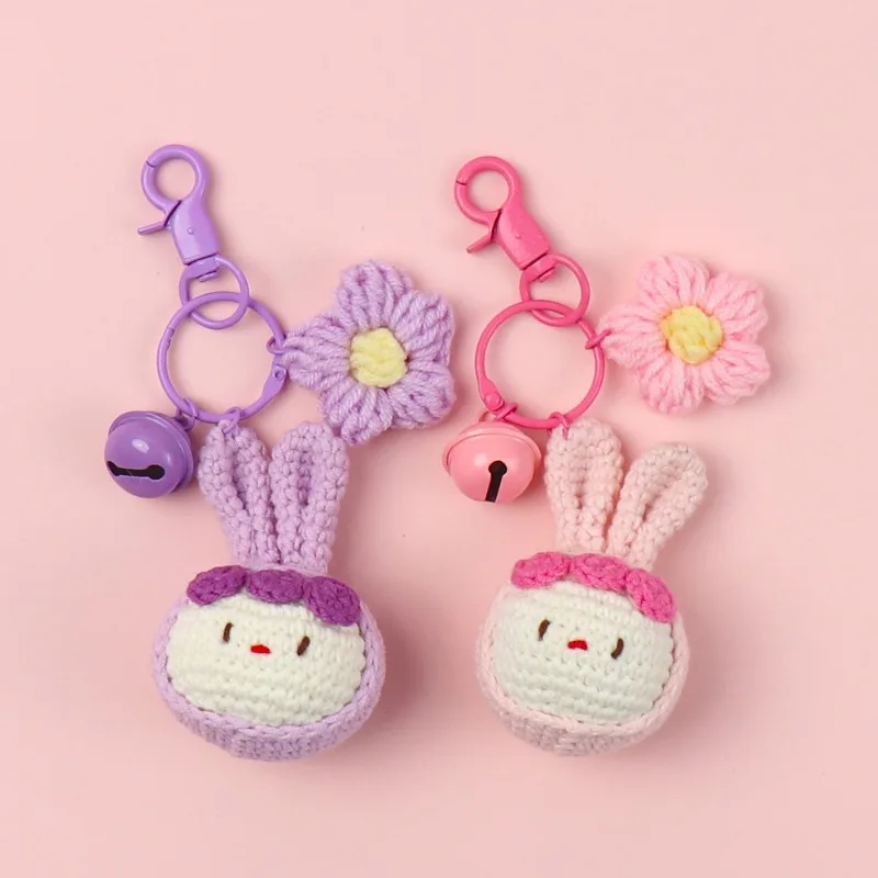 

New Animal Keychain Pendant Cute Rabbit Crochet Yarn Key Chain Holder Car Backpack Hanging Keyring Gift for Couple Friend Family