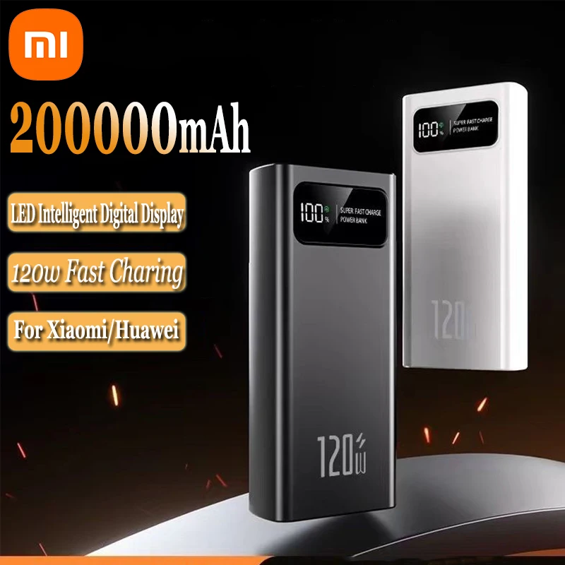 Power Bank Xiaomi 200000mAh 120W Super Fast Charging for iPhone Huawei Samsung