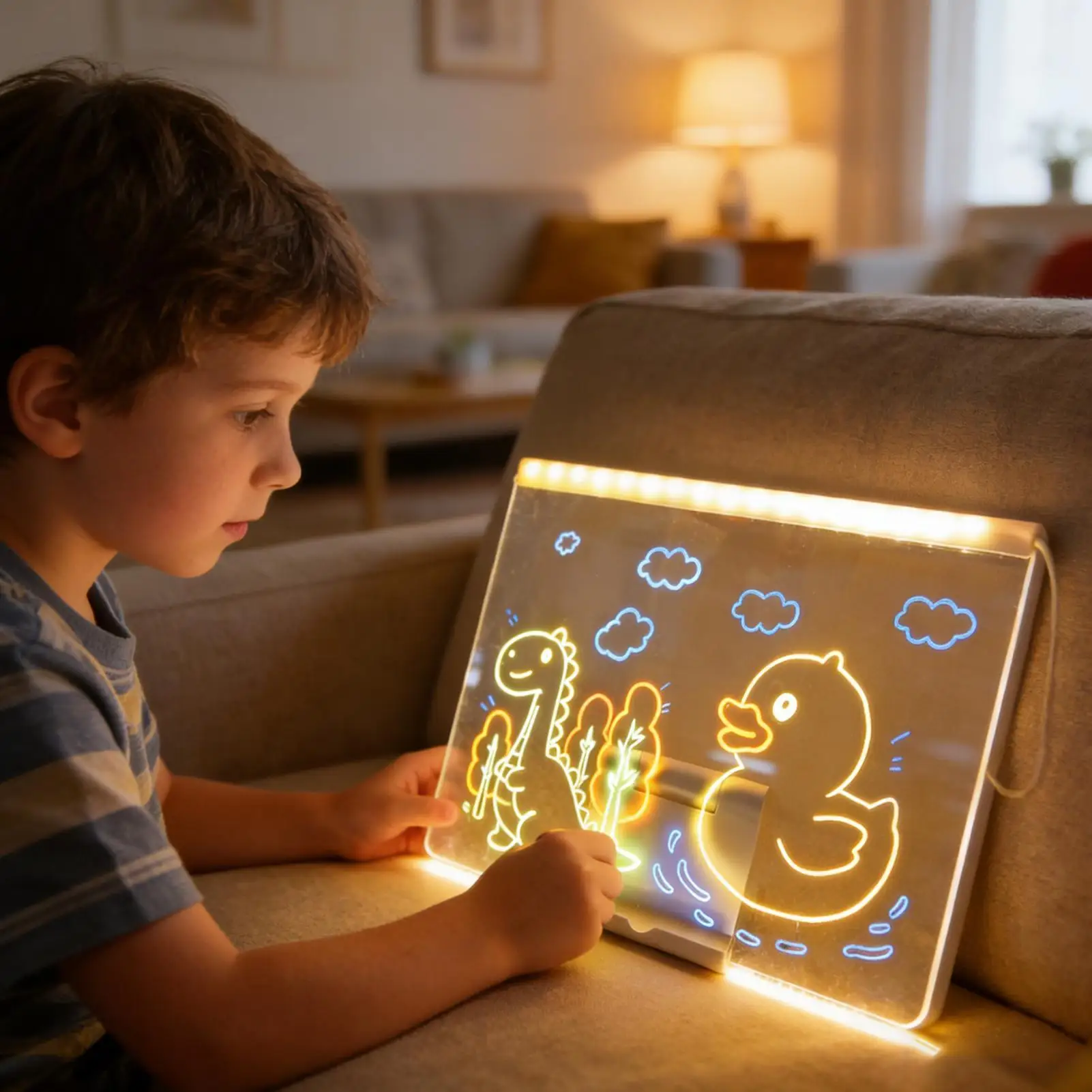 LED 메모 보드 USB 플러그인 메시지 매트 지울 수 있는 LED 메시지 보드 마커 포함 소년 소녀 학교 거실 가정 직장용