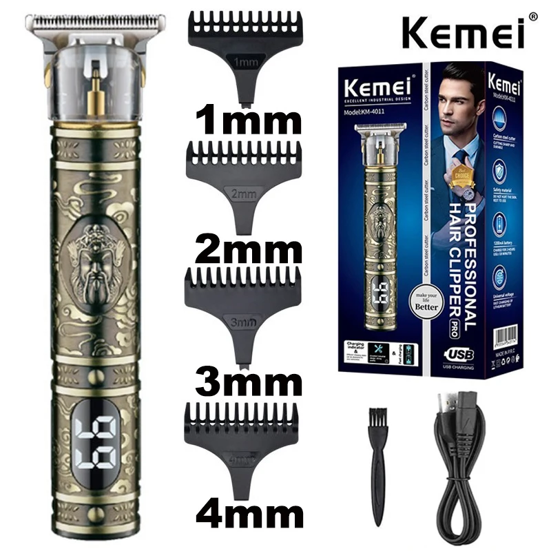 

Kemei 4011 Full Metal Professional Hair Trimmer For Men Barber Beard Hair Clipper Electric Hair Cutting Machine Rechargeable