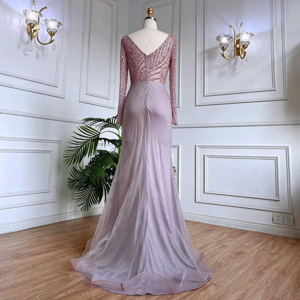 S0cb8bd4686e94106ad391f36e0548cafu Dubai Mermaid Beaded Luxury Blue Muslim Evening Dresses Gowns with Detachable Skirt for Women Party Mallzona