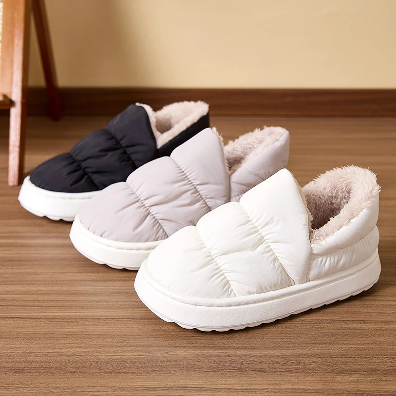 Outdoor Waterproof Cotton Slippers for Women Lightweight Non Slip Warm Home Slippers Woman Slip On Fluffy Winter Shoes Female 45