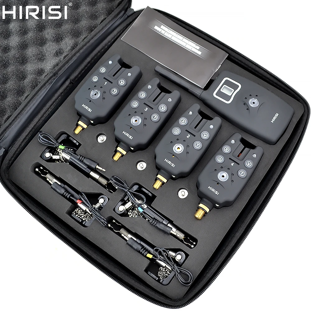 Kit d'Alarme de Touche Sans Fil 1+4 avec 4 Swingers Lumineux - Étui EVA pour Pêche Carpe B1203S