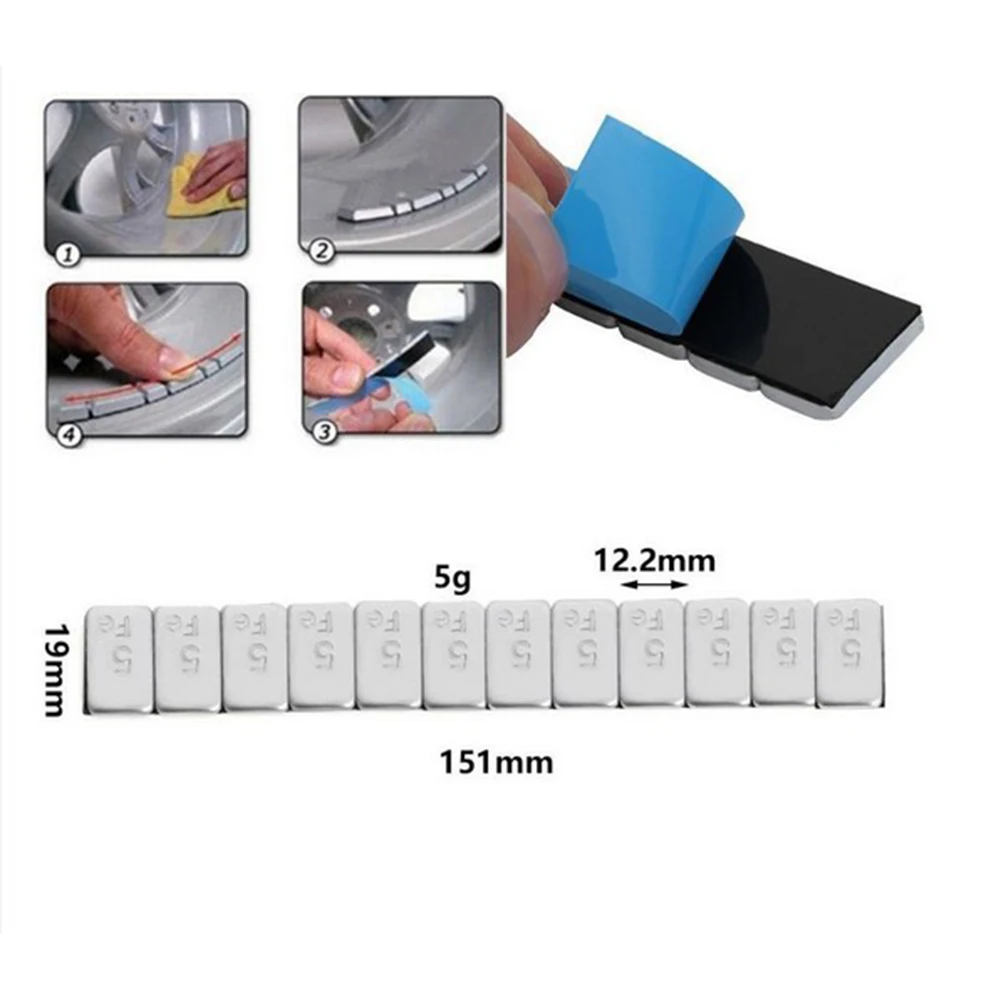 

10Pcs Wheel Balance Weight 60g Adhesive Iron Wheel Tyre Tire Balance Weights Set For Cars Motorcycle Wheel Balancer