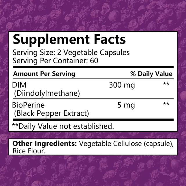 9121-e4c70b.jpg DIM Supplements 300 mg, Black Pepper Extract, Maximum Strength, Metabolism Support, Relieve Menopausal Discomfort, 120 Capsules