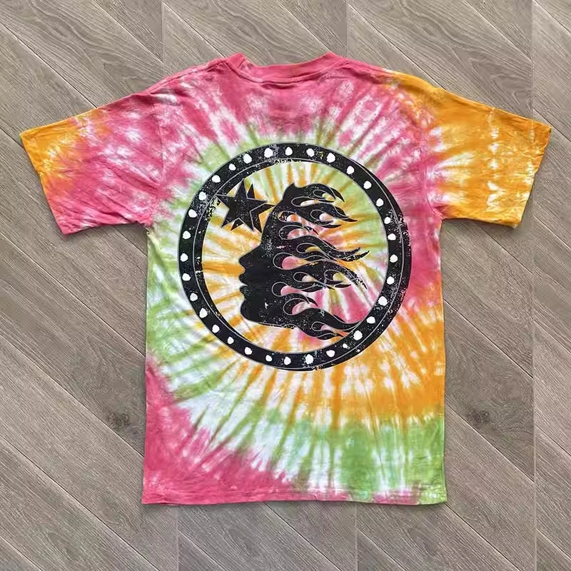

New Skull Head Tie Dye Hellstar STUDIOS T Shirt Men Women 1:1 Casual Top Tee T-shirt Harajuku