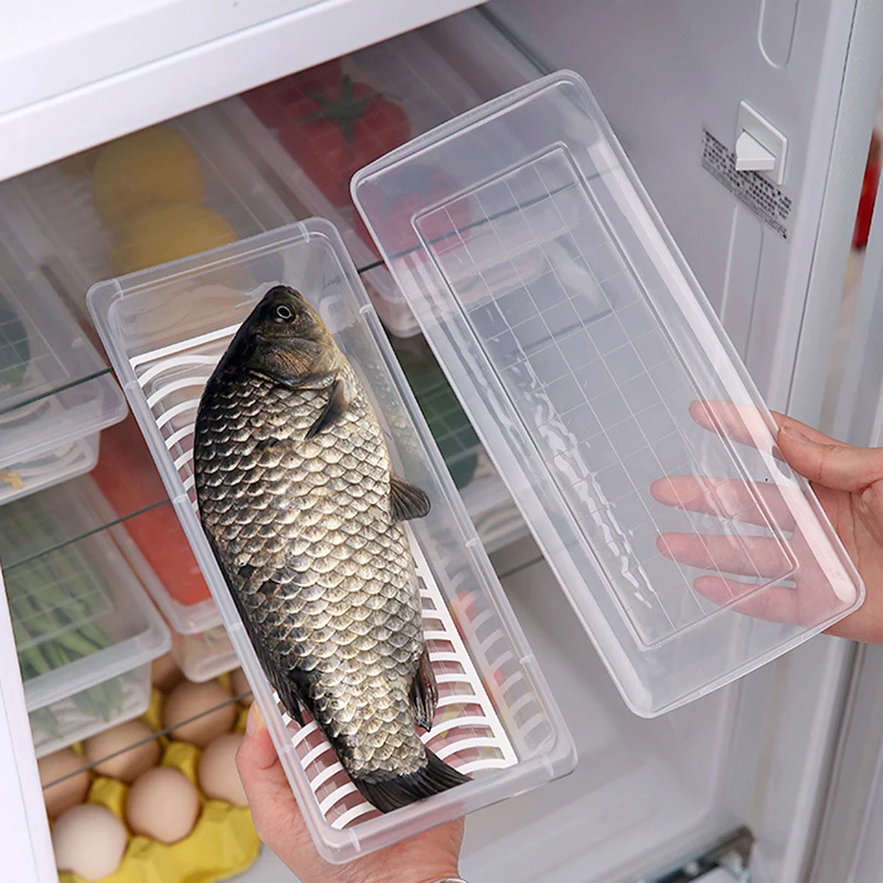 2PCS Storage Case Refrigerator Fish Meat Storage Box Vegetable Storage  Container