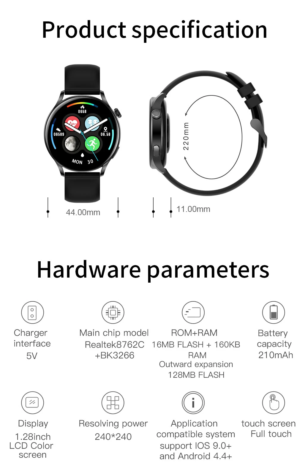 2022 New Smart watch Men Full touch Screen Sports fitness watch Bluetooth is Suitable For Android ios Bluetooth Call Smart watch