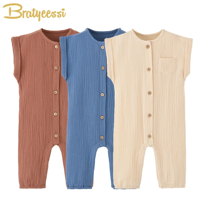 Summer Baby Jumpsuits Muslin Kids Girls Boys Clothes Newborn Romper