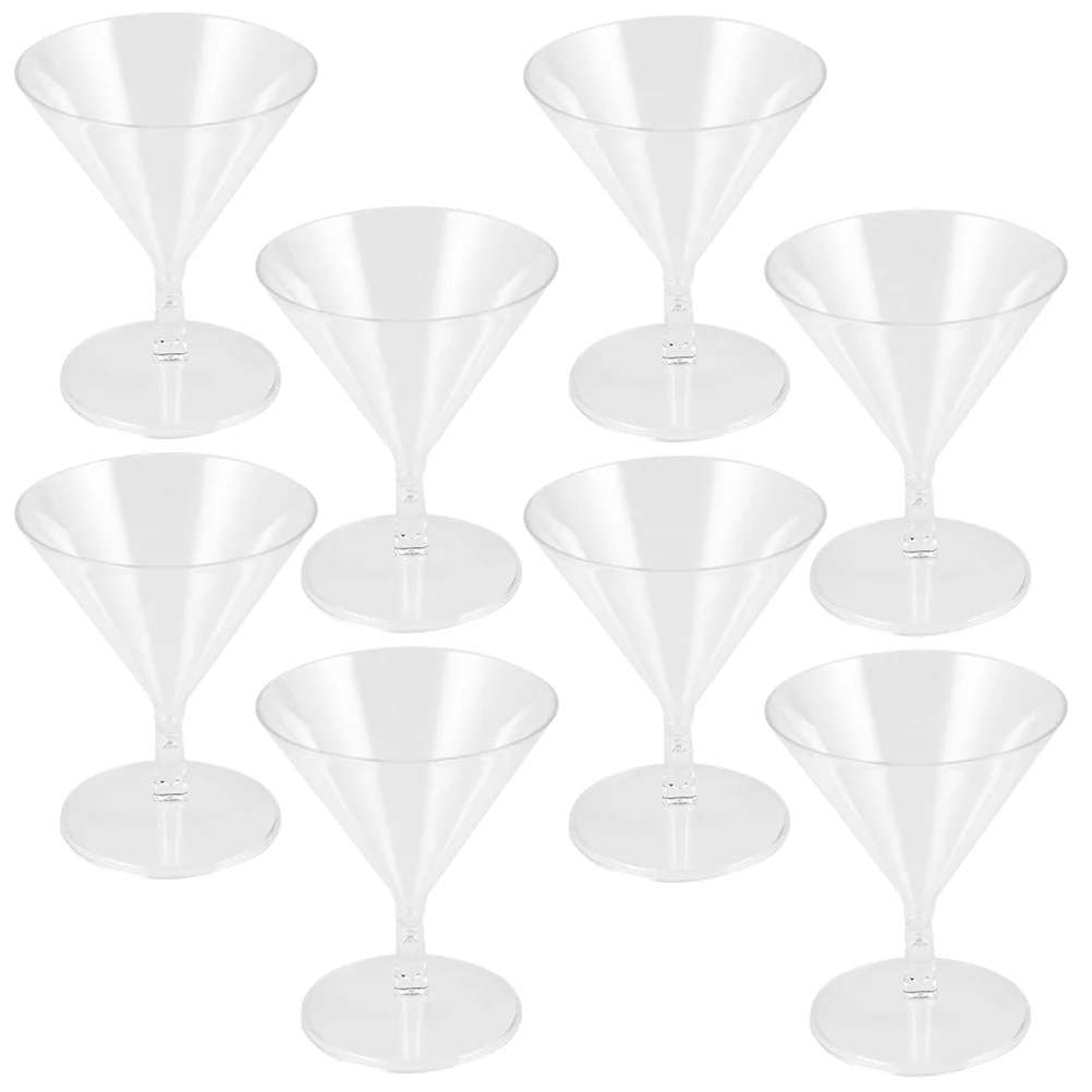 8 Pcs Martini Glasses Disposable Wineglass Reusable Clear Beverage Cups Goblets Mini 800X680X680CM Cocktail Plastic