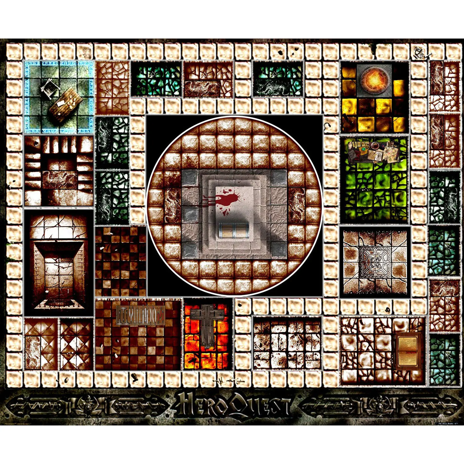 Custom Big Playmat HeroQuest with Stitched Edges (Locked Edges Big