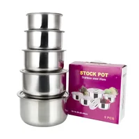 5pcs Stainless Steel Soup Pot Stock Pot Set 1