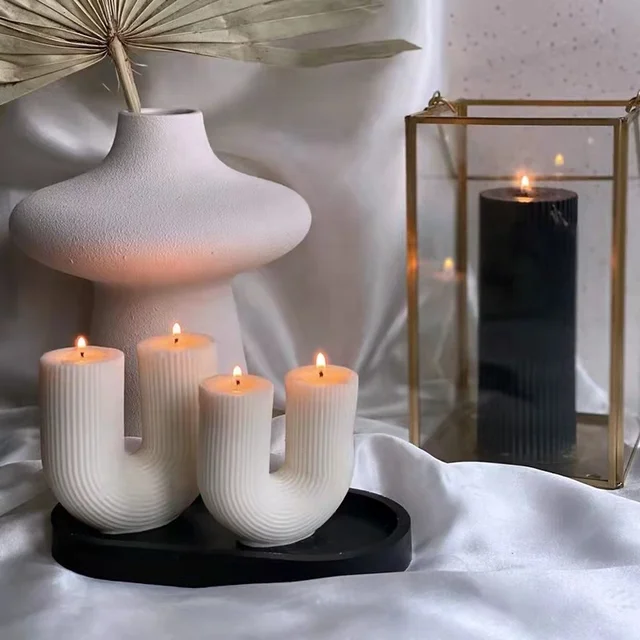 U Alakú Otthoni Dekoratív Gyertya Geometriai Illatos Gyertyák Szivárványos Híd Szoba Dekoráció Aroma Aromaterápia Velas - Image 3