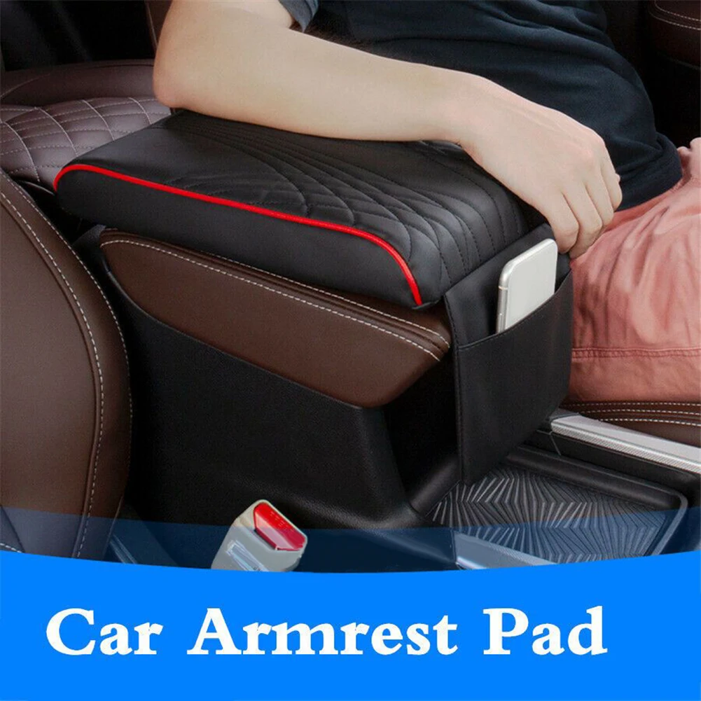 For Most Cars Armrest Pad Black With Red Line Car Accessories Armrest