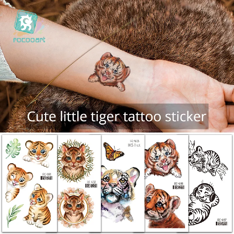 

Animal Tiger Waterproof Temporary Tattoo Sticker Cute Small Fresh Face Sticker Arm Tattoos Sticker for Men and Women 60*105mm