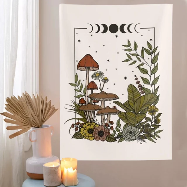 Gomba Gobelin Falfal Lógó Boho Fali Vintage Dekoráció Goblincore Természet Kárpit Boszorkány Gombák Fal Művészet - Image 5