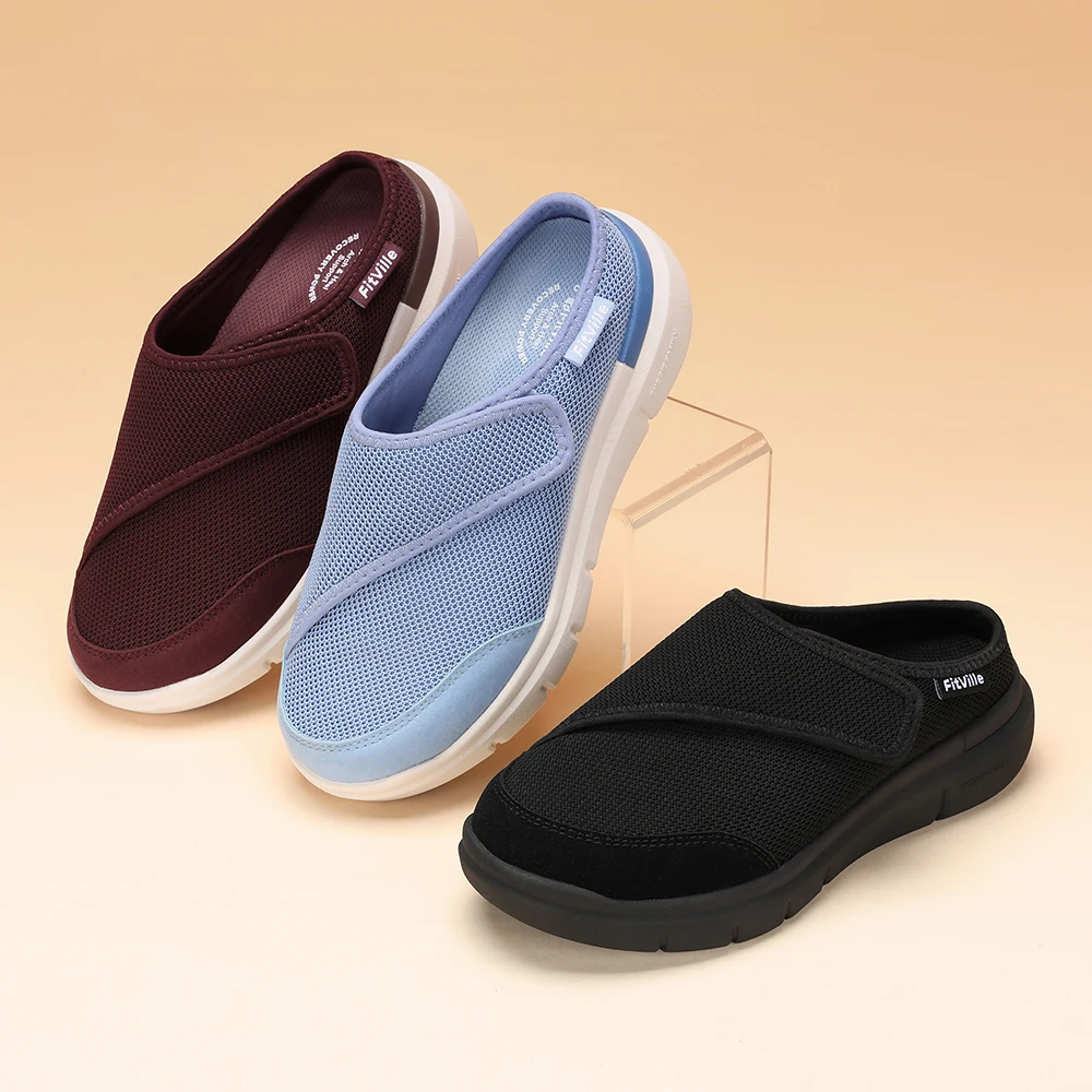 Fitville Women's Orthopedic Slippers Wide Fleece Lined Clogs with