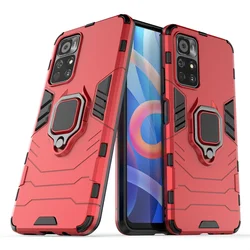 Magnetic Metal Holder Phone Case Cover with Premium Protection and Versatile Stand Functionality for Note 11 Pro Plus 5G (Red)