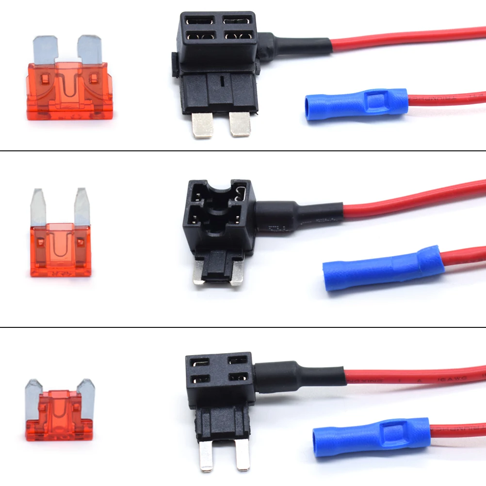 12V Small Medium Car Fuse Add-a-circuit TAP Adapter Holder Micro/Mini/Standard 10A Blade Fuses For Toyota VW Hyundai KIA Renault