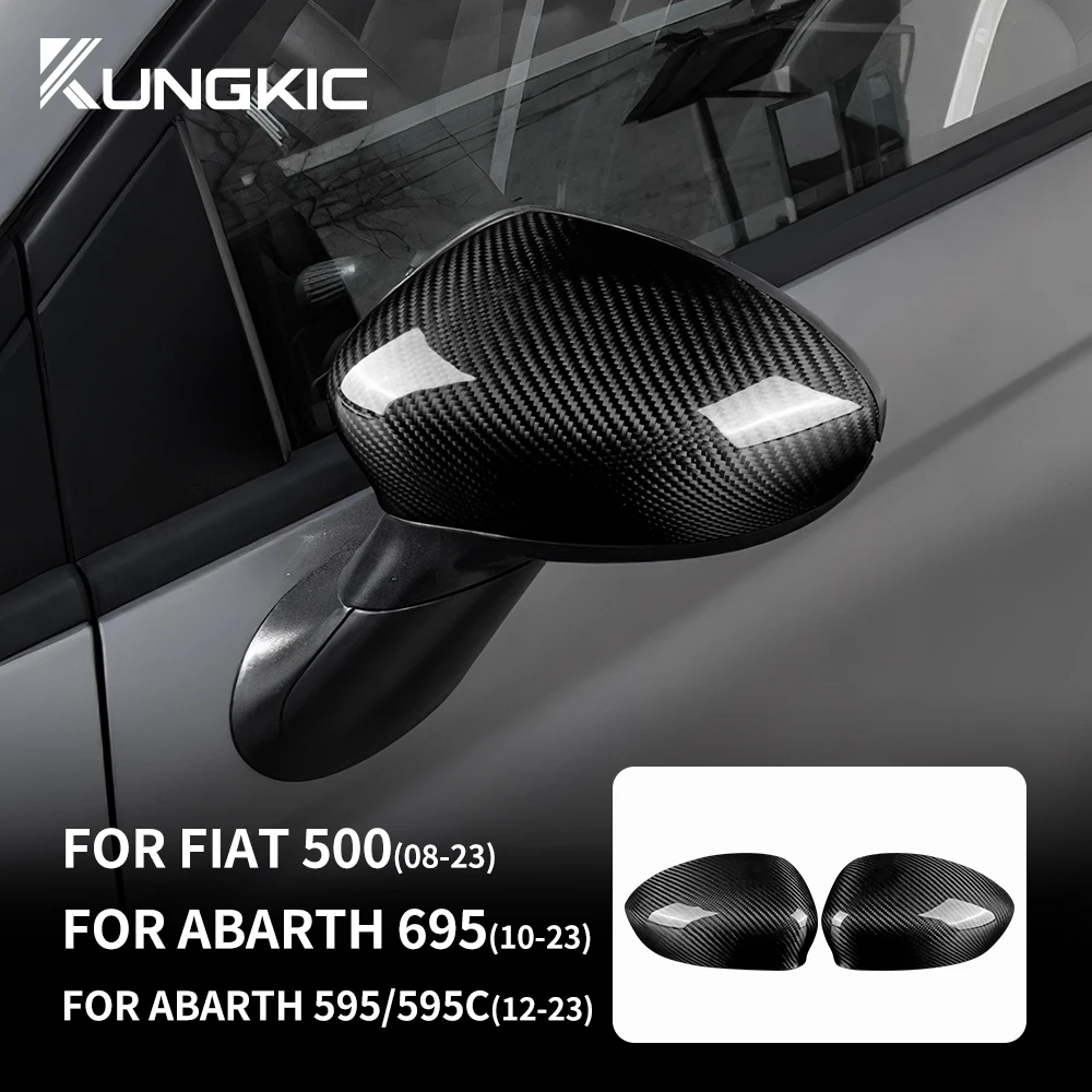 Abarth 595 595C 695 Fiat 500 2012-2017 2018 2019 2020 2021 2022 2023 용 실제 하드 탄소 섬유 자동차 백미러 캡 커버