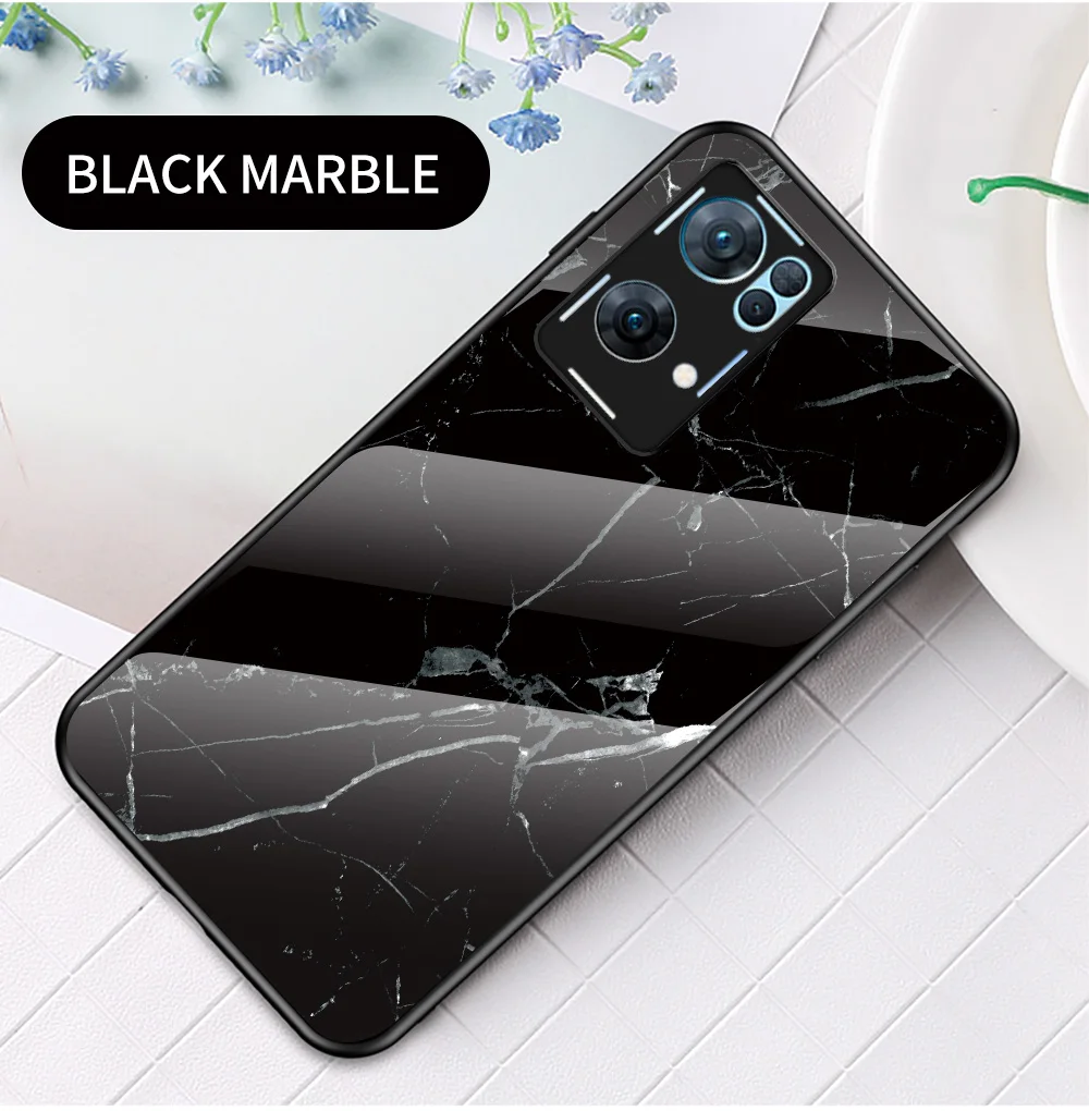 Coque Reo8 DECLAREYAO Coque en verre trempé rigide pour OPPO Renoa 7 6 5 4 3 Pro Plus Ace2 4Z 5Z 6Z 7Z Coque en silicone UL_voghion.com