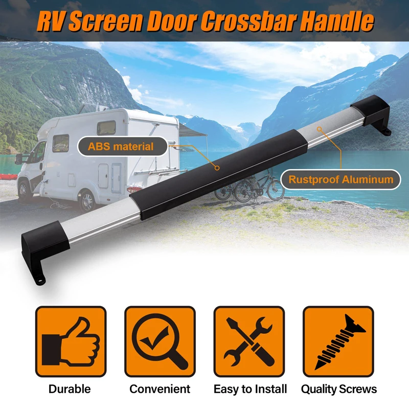 RV Screen Door Handle Grab Bar Adjustable From 21-5/8 Inch To 28-5/8 Inch Sturdy And Secure Non-Slip Grip rv door assist handle
