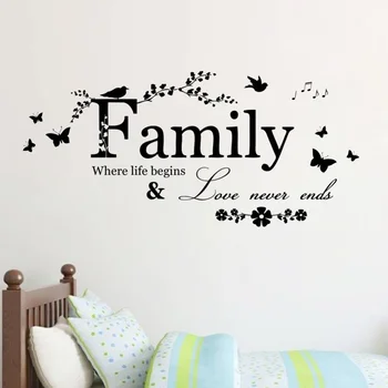 “Family Love Never Ends” Vinyl Wall Quote Decal 1