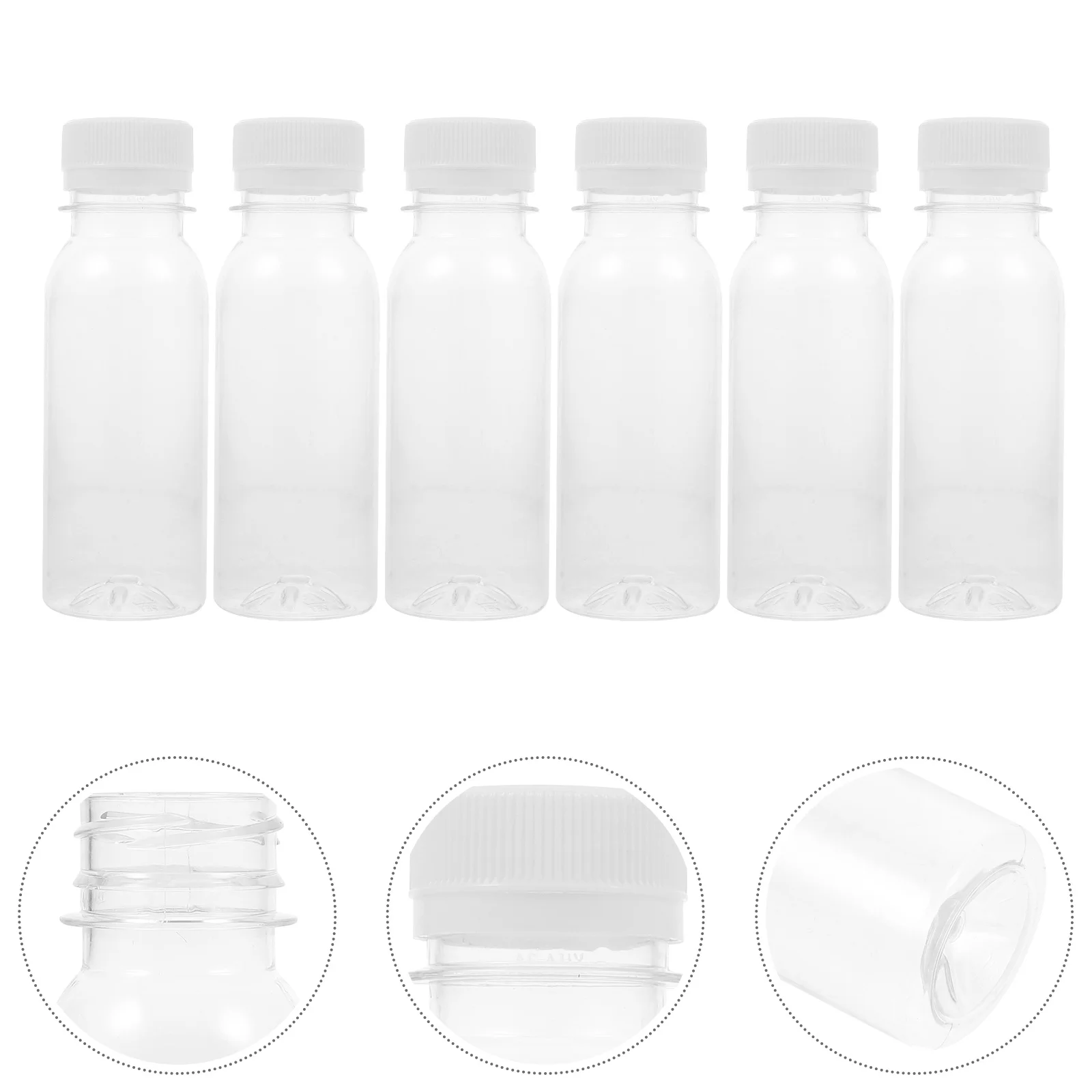 6 Pcs Juice Milk Bottle Plastic Bottles with Lids Small Feeding Mini Fridge Containers Reusable Baby