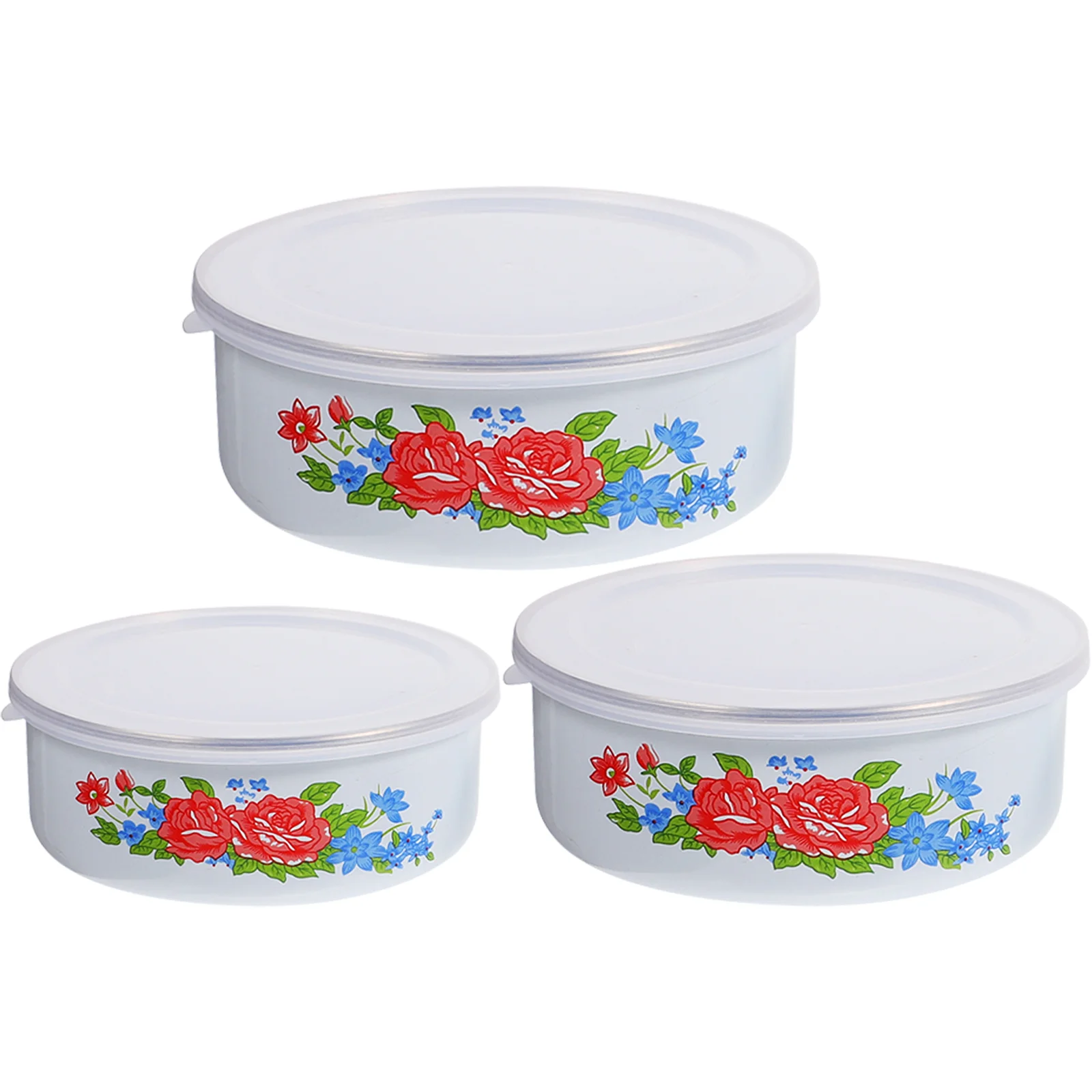

3 шт., эмалированные контейнеры с крышками для хранения еды