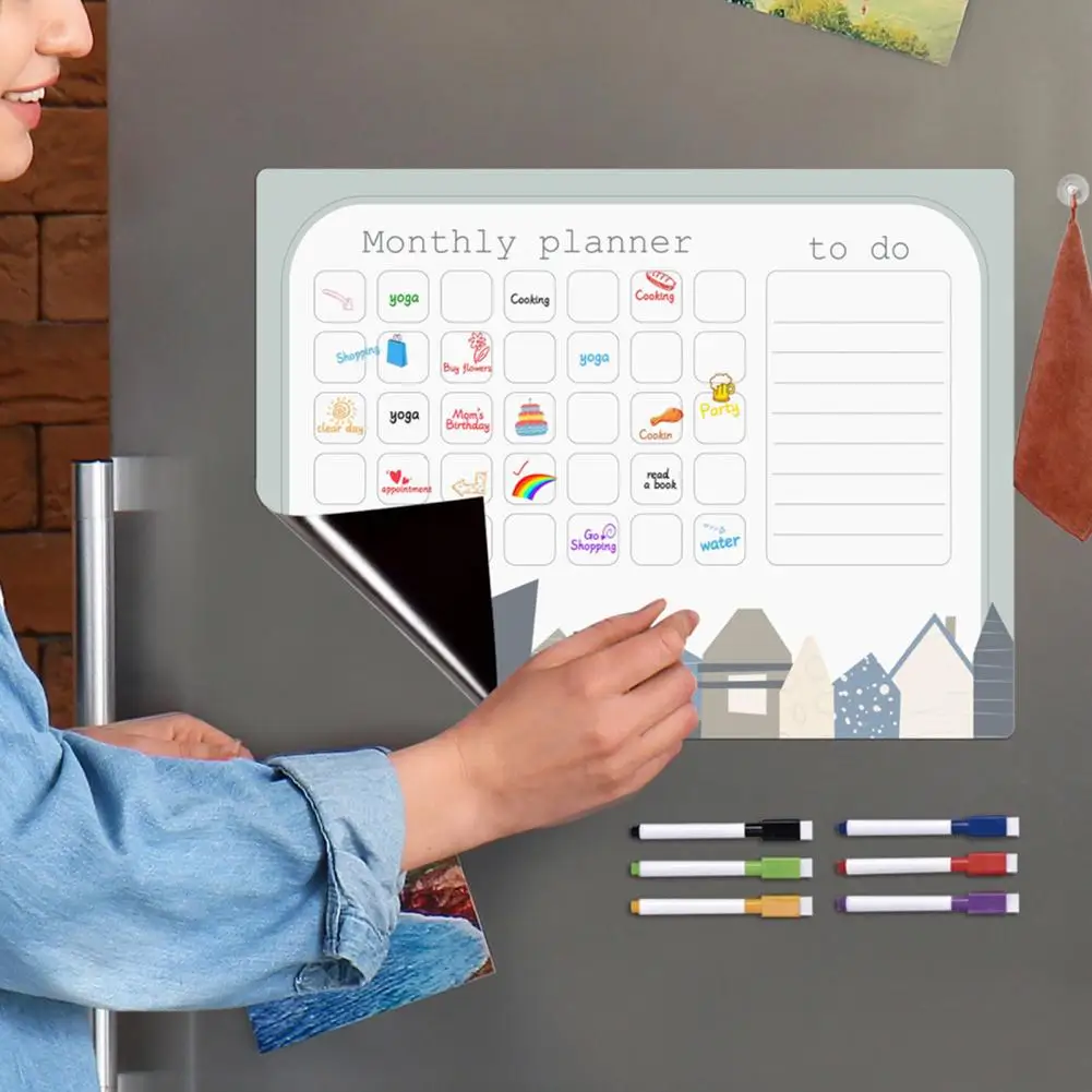 Erasable Refrigerator Planner Erasable Weekly Planner Magnetic Whiteboard Weekly Set 9pcs for Fridge with for Home