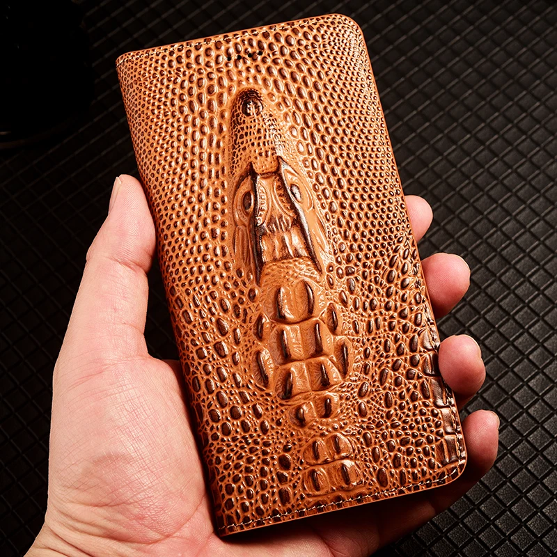 

Crocodile Head Genuine Leather Case For Asus Max Pro M1 M2 ZB601KL ZB602KL ZB631KL ZB633KL 3D Business Phone Cover Cases