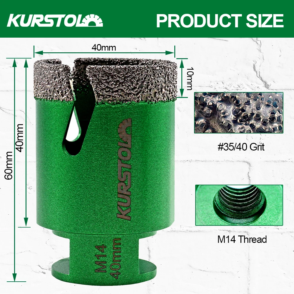 KURSTOL Dia20-125mm 다이아몬드 드릴링 코어 비트 커터, 세라믹 타일 M14 스레드 구멍 톱, 대리석 도자기 석기 드릴 비트, 1 개