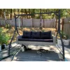 3-Seater Wicker Hanging Porch Swing Chair Outdoor Gray Rattan Patio Swing Lounge 3 Back Cushions Capacity for Garden, Balcony 2