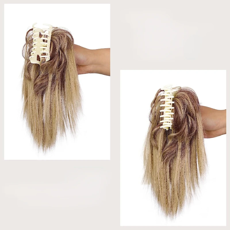 messy bun hair patch Women's claw clip bun synthetic messy hair bundle clip patch suitable for daily party use