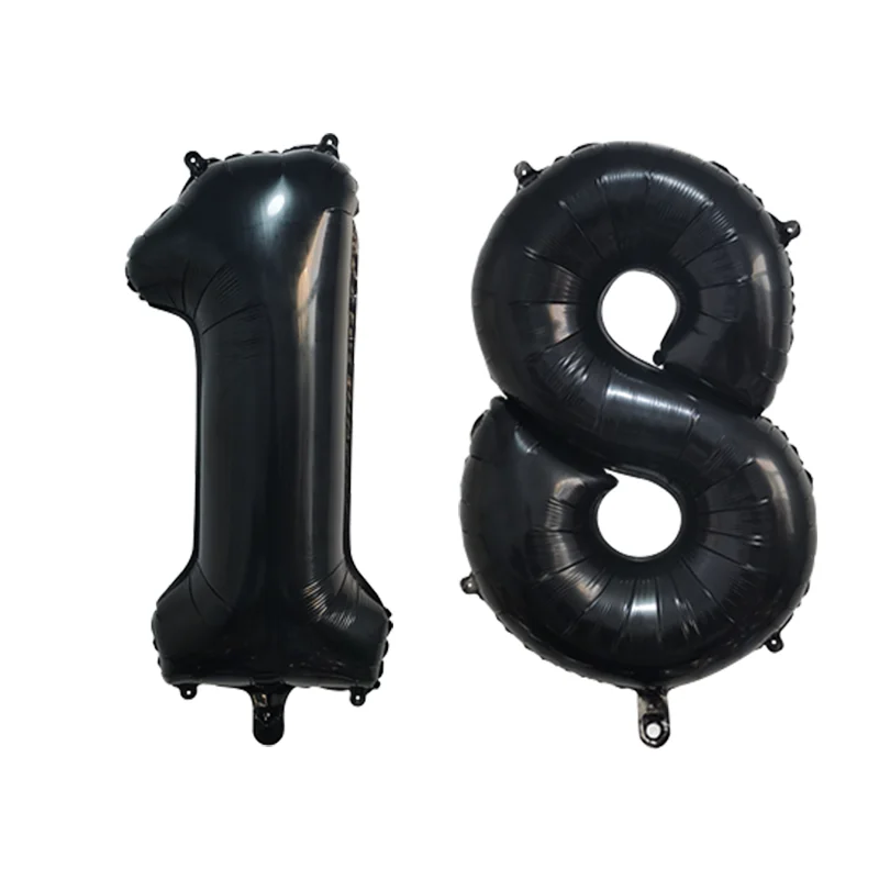 thumbnail image 1 of globos de helio de aluminio dorados, plateados y negros de 32 pulgadas con números 16, 18, 30, 40, 50, 60, 70, 80 y 90, suministros de decoración para fiestas de feliz cumpleaños, 1 of 5