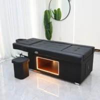 Lit de lavage de cheveux relevable avec fumigation, table de massage thaïlandaise pour salon de coiffure avec bassin de massage des pieds, personnalisable 6