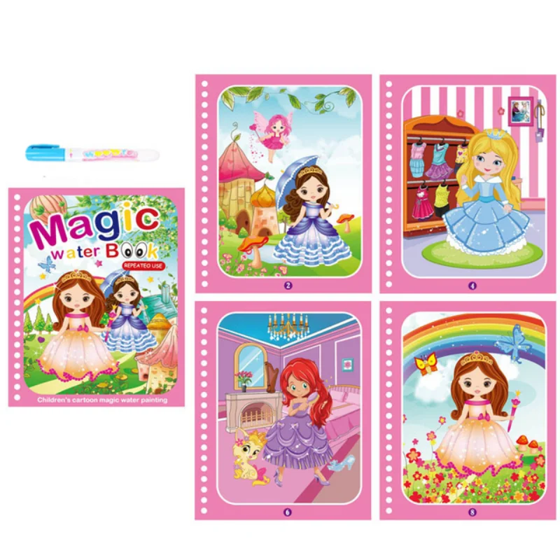 1 Book+1 Pen Reusable Coloring Book Water Painting Book Sensory Early Education Puzzle Drawing Toys 5