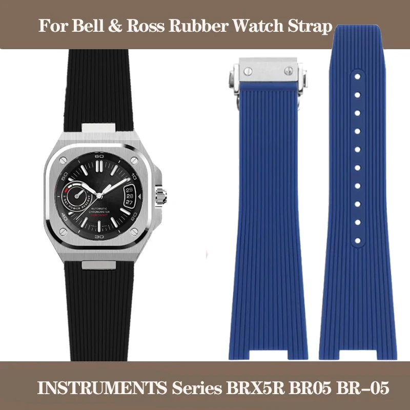 Cinturino In Silicone Morbido Per Strumenti Bell & Ross Serie Brx5R Br05 Br-05 Bracciale In Gomma Br Cintura Per Orologi Sportivi 25*12Mm