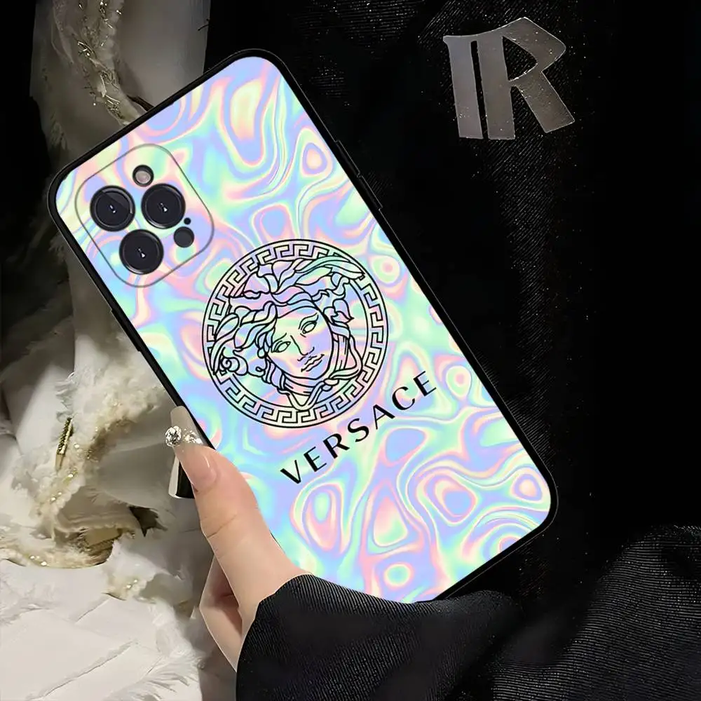 Luxury V-Versace Designer Silicone Phone Case - Black Cover