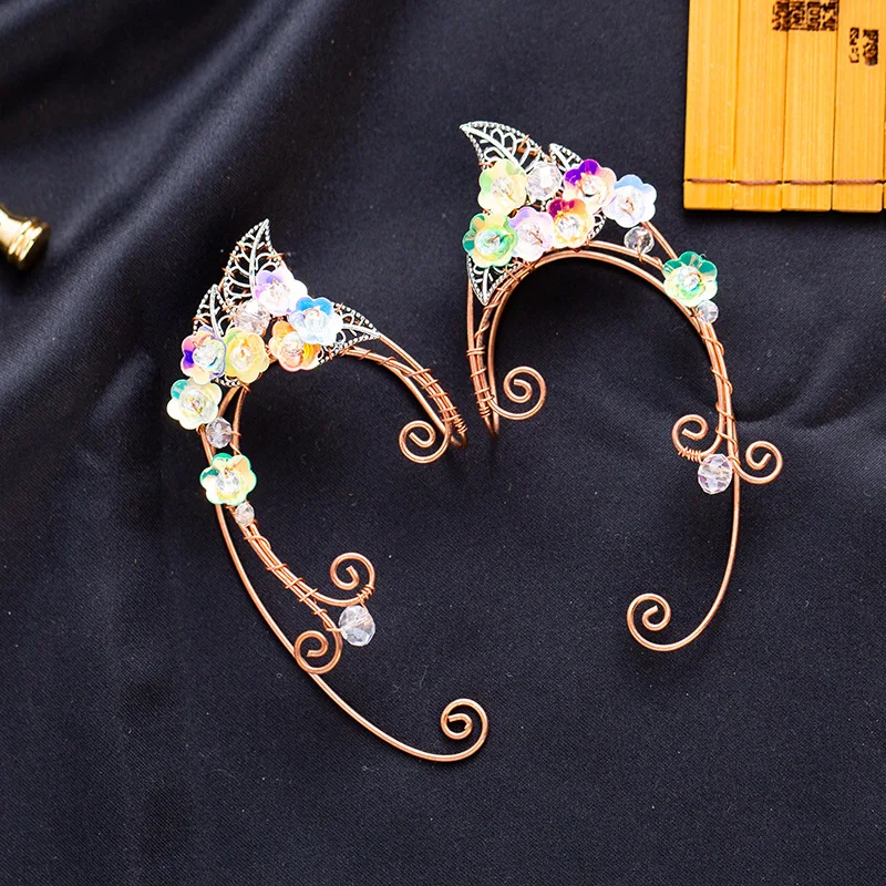 LaVenty Set Copricapo Elfo E Fata | Tiara Con Orecchie E Orecchini | Argento | Per Cosplay E Halloween - 2
