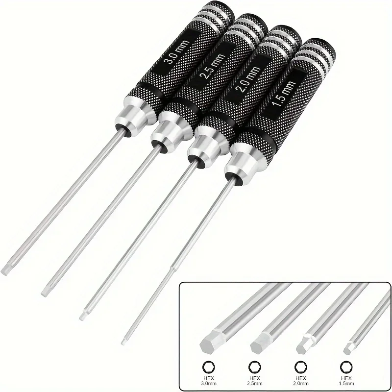 육각 소켓 드라이버 세트, 1.5mm, 2.0mm, 2.5mm, 3.0mm, 고속강 초경질 조합 전용 유지 관리 도구