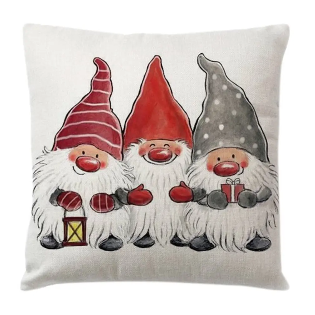 

45*45cm Christmas Cotton Linen Pillow Case Snowman Santa Printing Bed Home Decor Cushion Cover Shell Christmas Decor