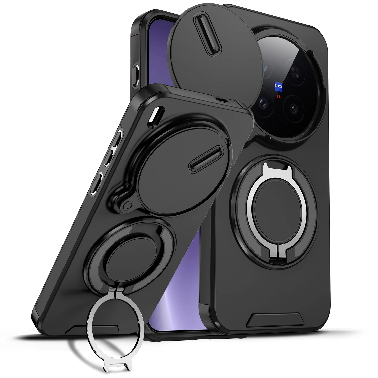Magnetic Ring Armor Slide Camera Lens Case with Magsafe Wireless Charging Compatibility
